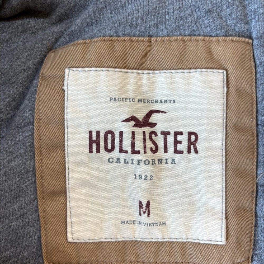 Hollister Men’s Tan Field Utility Jacket Jersey lined four pocket Medium - Picture 7 of 12